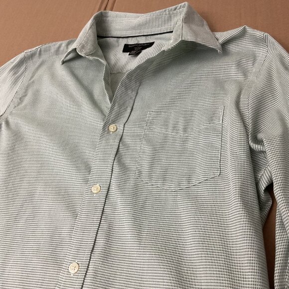 Banana Republic Non-Iron Slim Fit Button-Up Shirt Green Pattern Size Medium - Picture 3 of 7